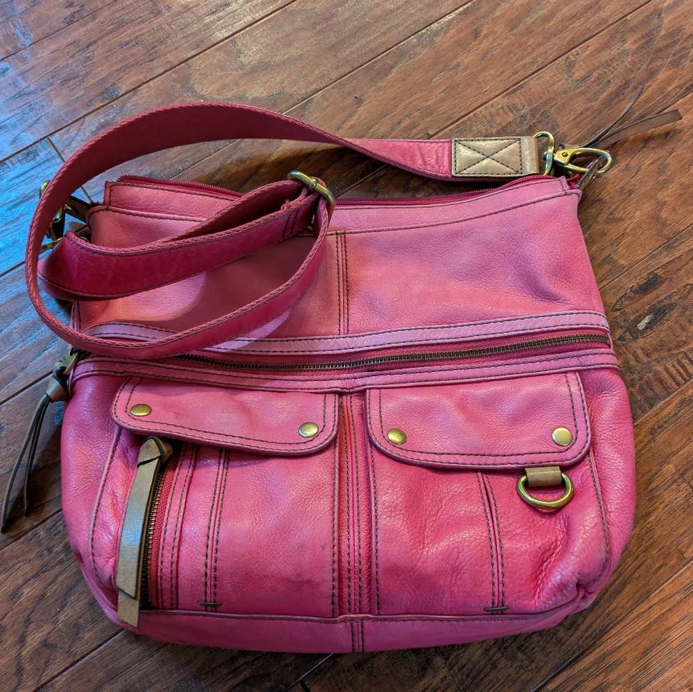 Fossil Madison crossbody bag, pink leather